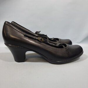 Clarks Mary Jane Strappy Heels Black Leather Women's Size 11M Style 89380 2008